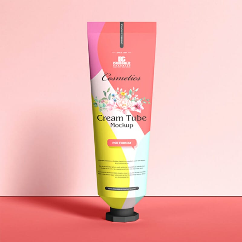 Free Cosmetics Cream Tube Mockup