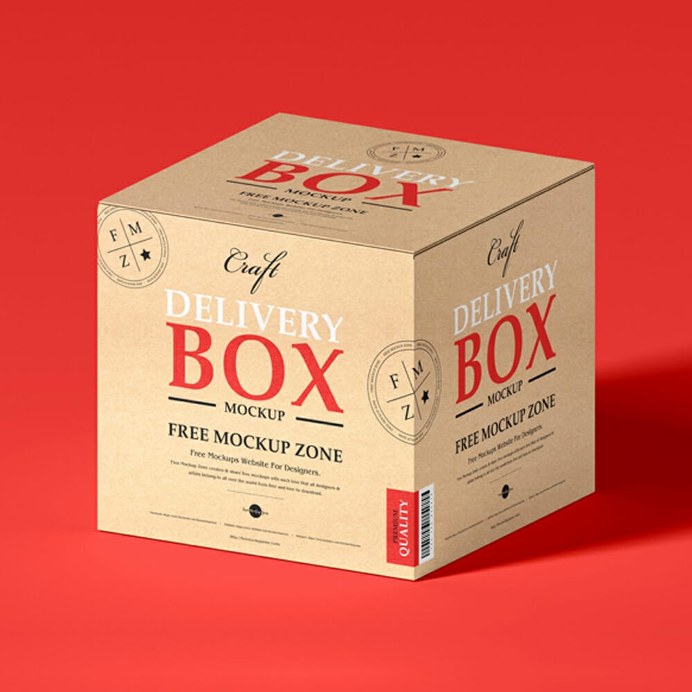 Free Craft Delivery Box Mockup