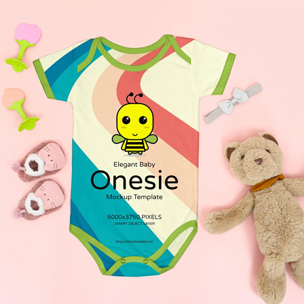 Free Elegant Baby Onesie Mockup Template