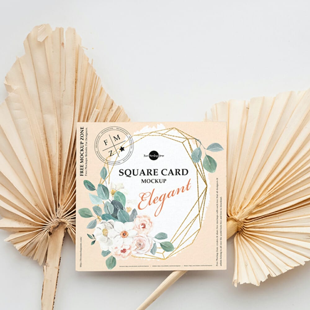 Free Elegant Square Card Mockup