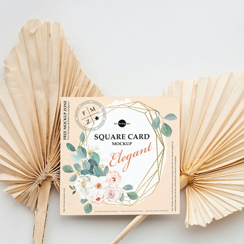 Free Elegant Square Card Mockup