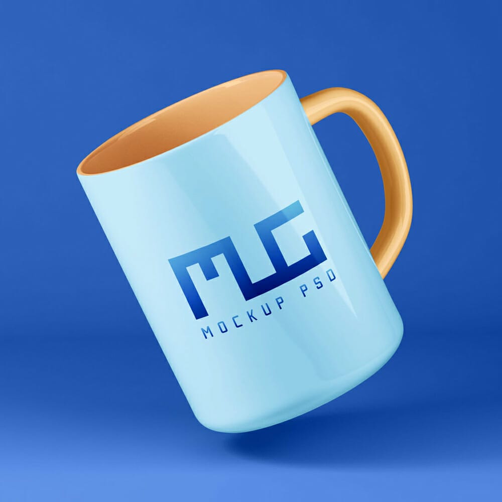 Free Floating Coffee Mug Mockup PSD
