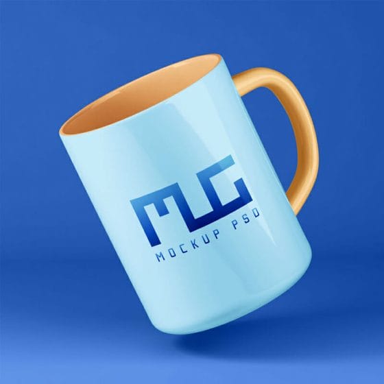 Free Floating Coffee Mug Mockup PSD