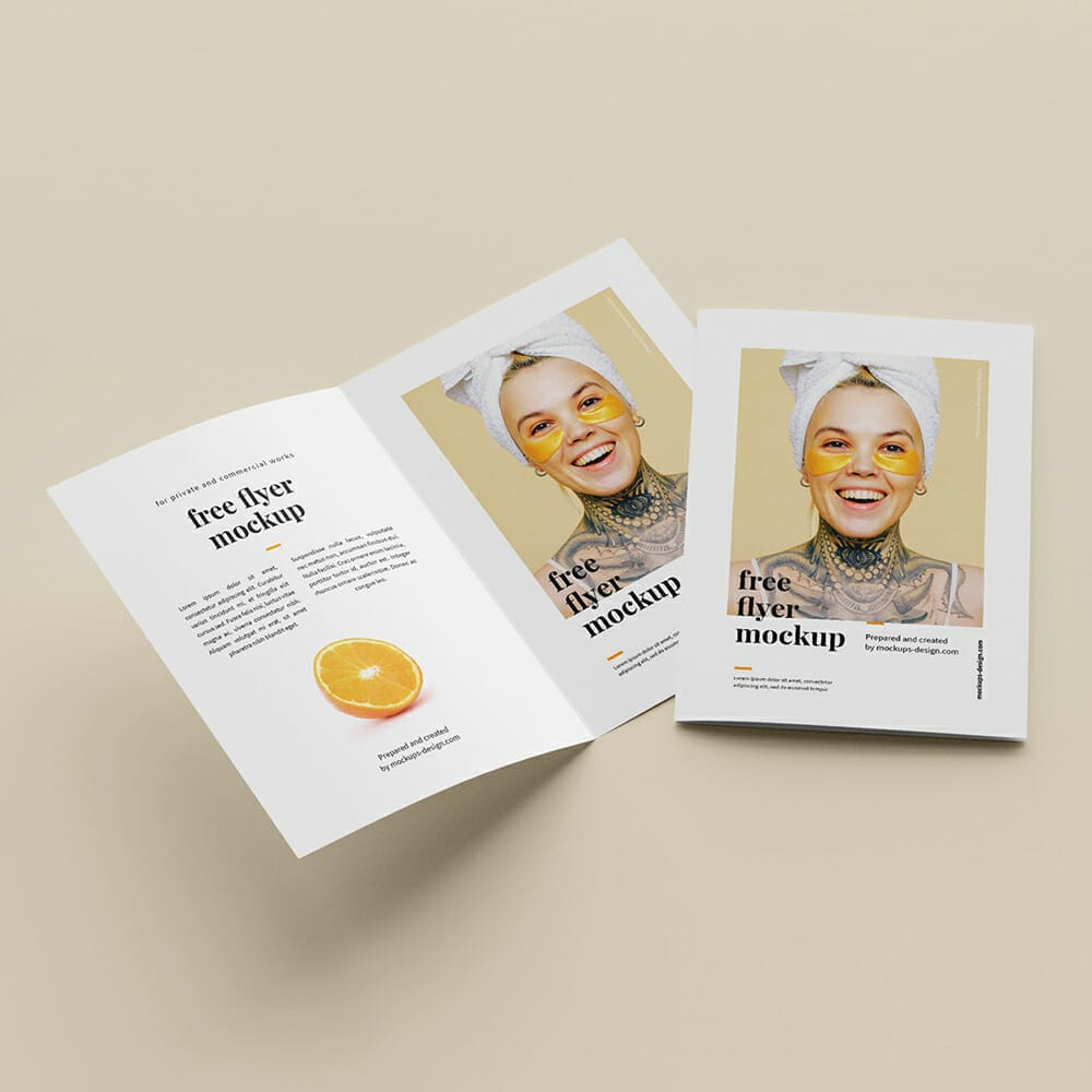 Free Folded A5 Flyer Mockup