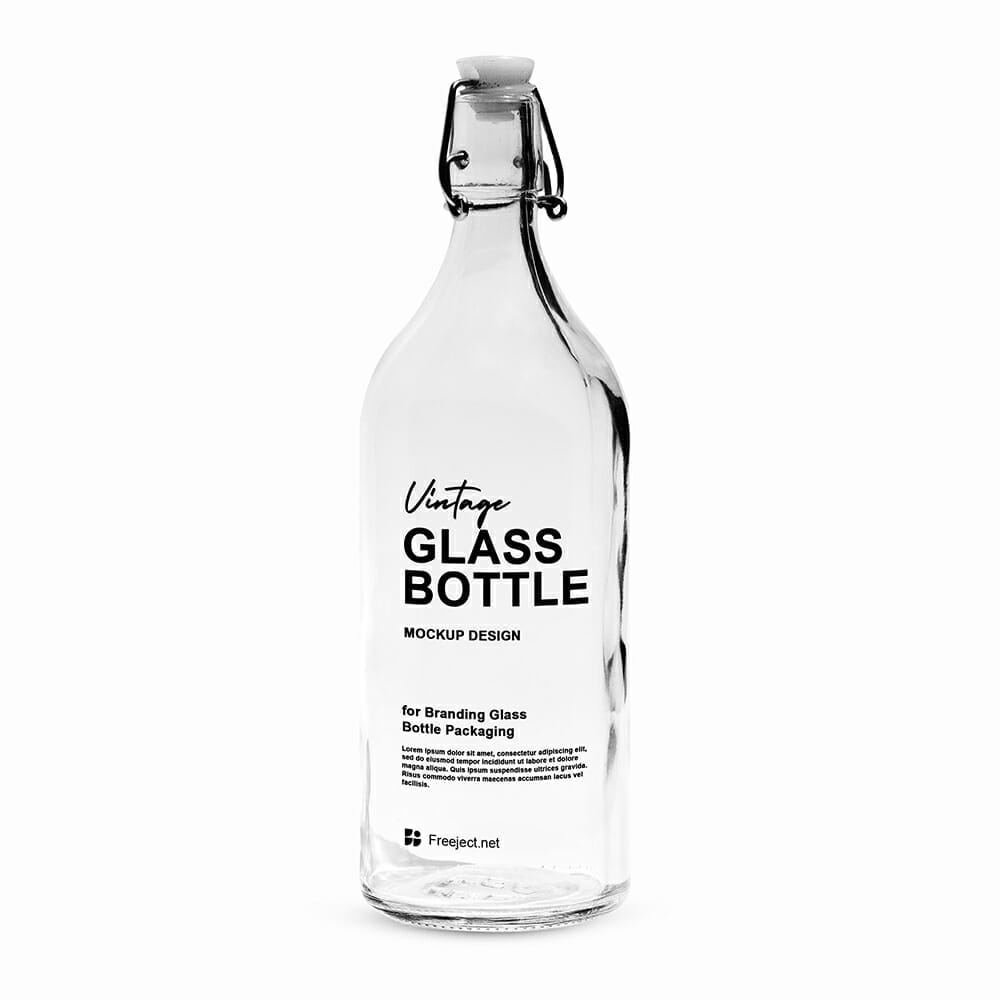 Free Glass Bottle Packaging Mockup Design