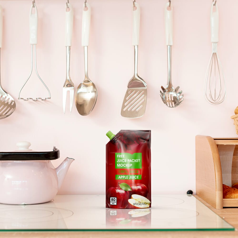 Free Glossy Juice Packet Mockup PSD Template
