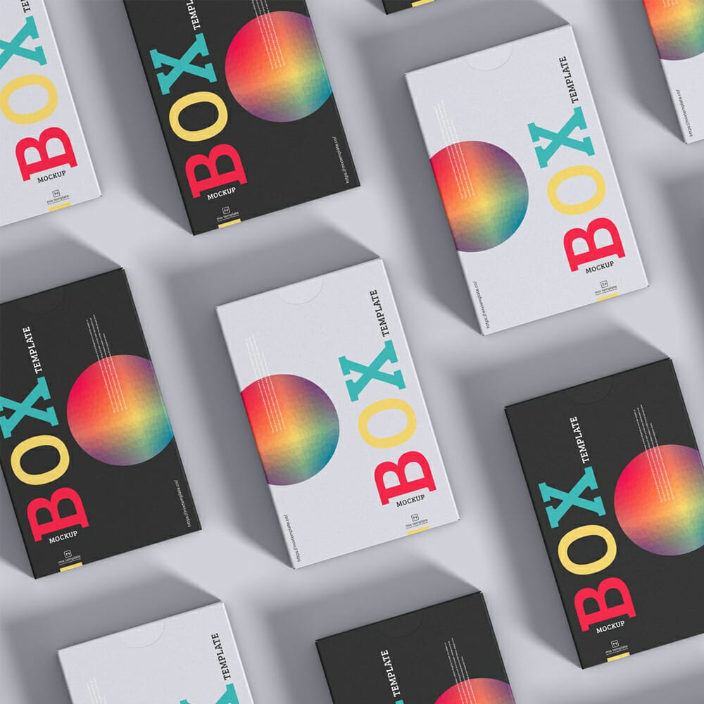 Free Grid Box Packaging Mockup Template