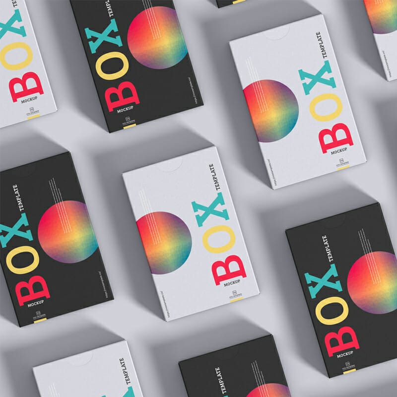 Free Grid Box Packaging Mockup Template