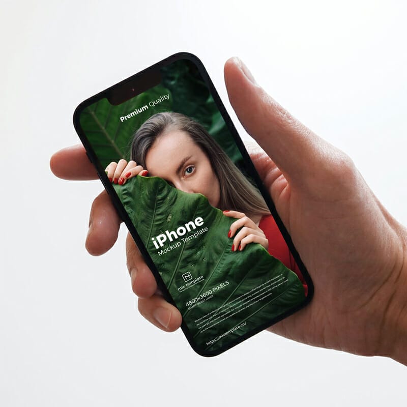 Free Hand Holding iPhone Mockup Template