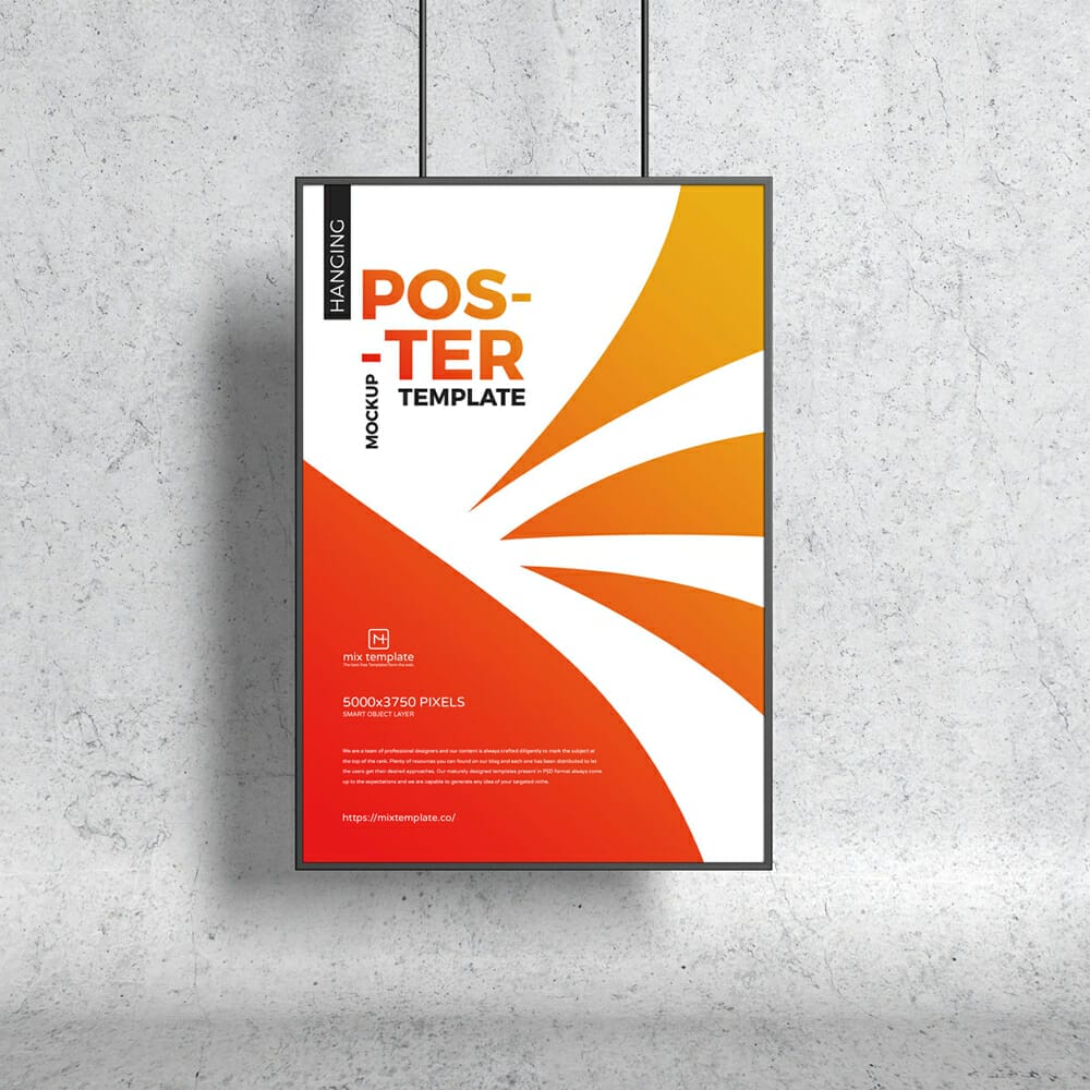 Free Hanging Poster Mockup Template