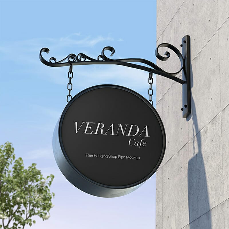 Free Hanging Shop Sign Mockup
