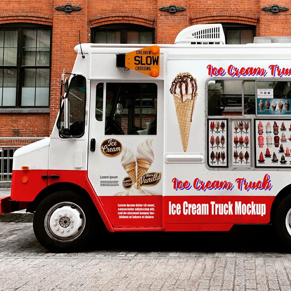 Free Ice Cream Truck Mockup PSD Template