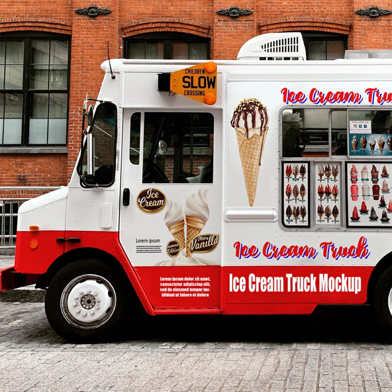Free Ice Cream Truck Mockup PSD Template