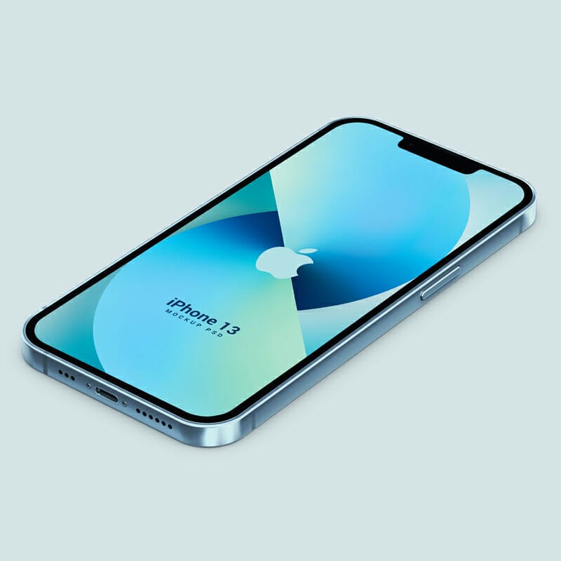 Free Isometric 3D iPhone 13 Mockup PSD