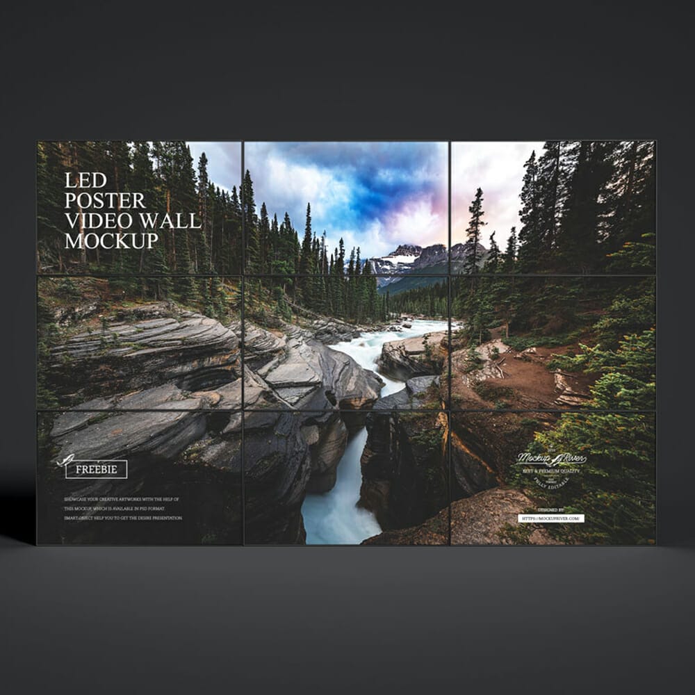 Free LED Poster Video Wall Mockup
