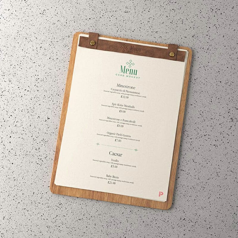 Free Menu Card Mockup