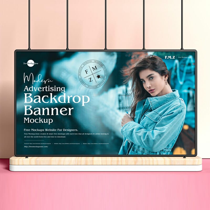 Free Modern Advertising Backdrop Banner Mockup