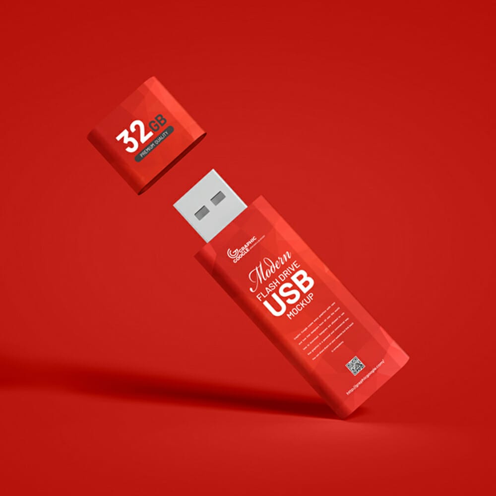 Free Modern Flash Drive USB Mockup
