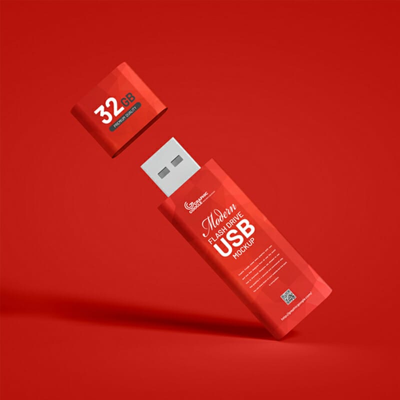 Free Modern Flash Drive USB Mockup