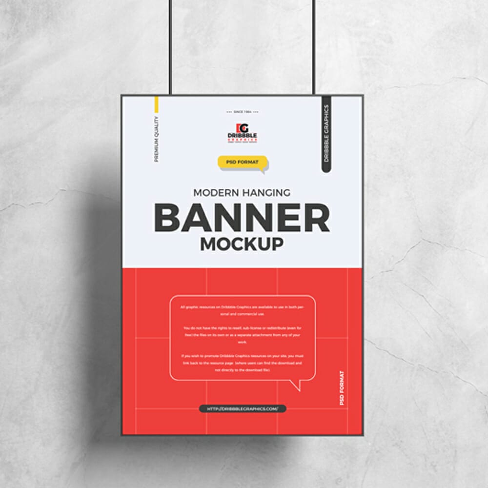 Free Modern Hanging Banner Mockup
