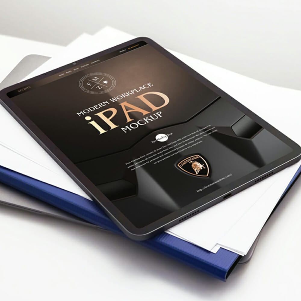 Free Modern Workplace iPad Mockup