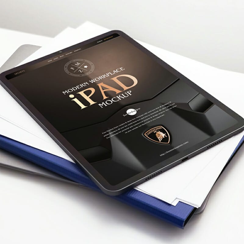 Free Modern Workplace iPad Mockup