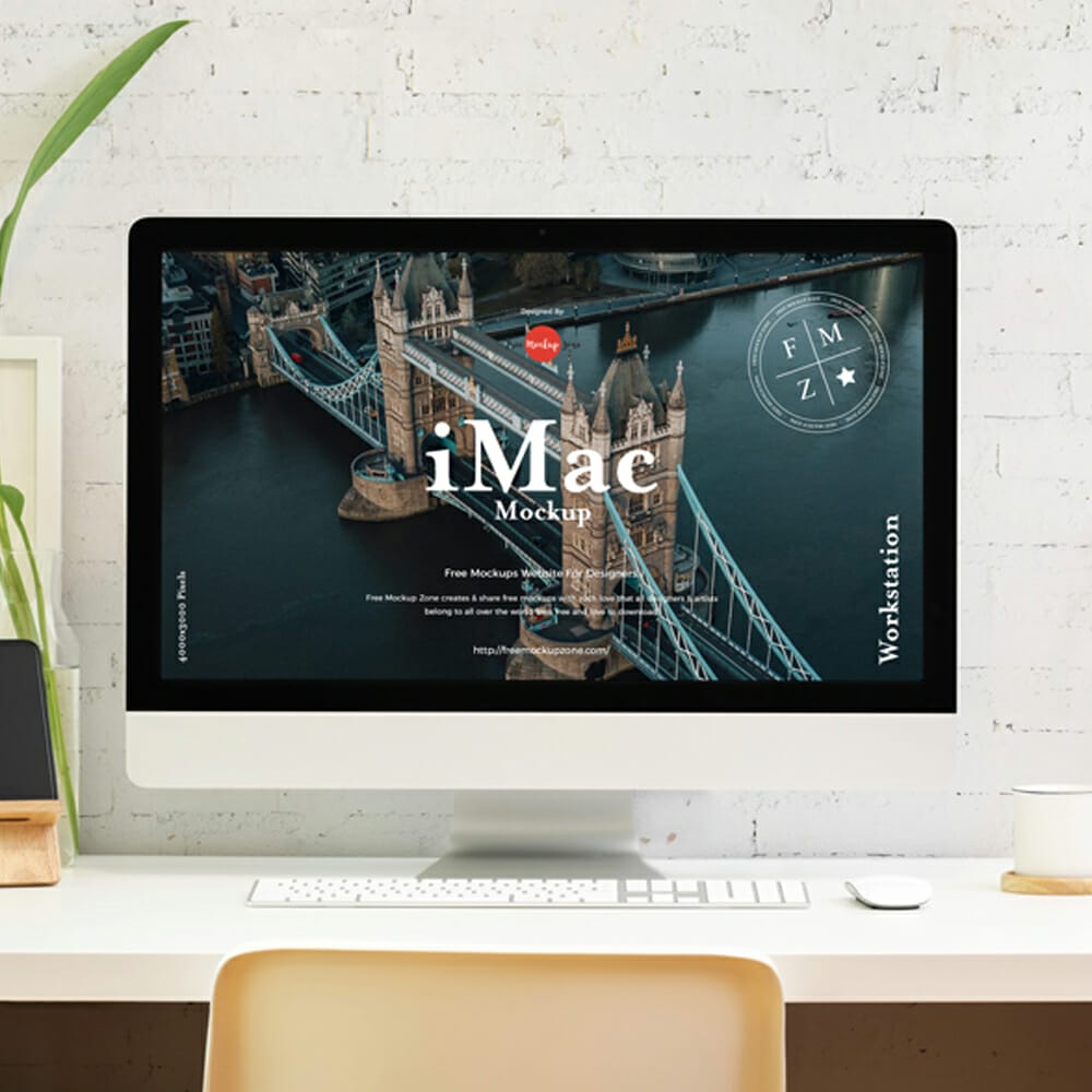Free PSD Modern Workstation iMac Mockup