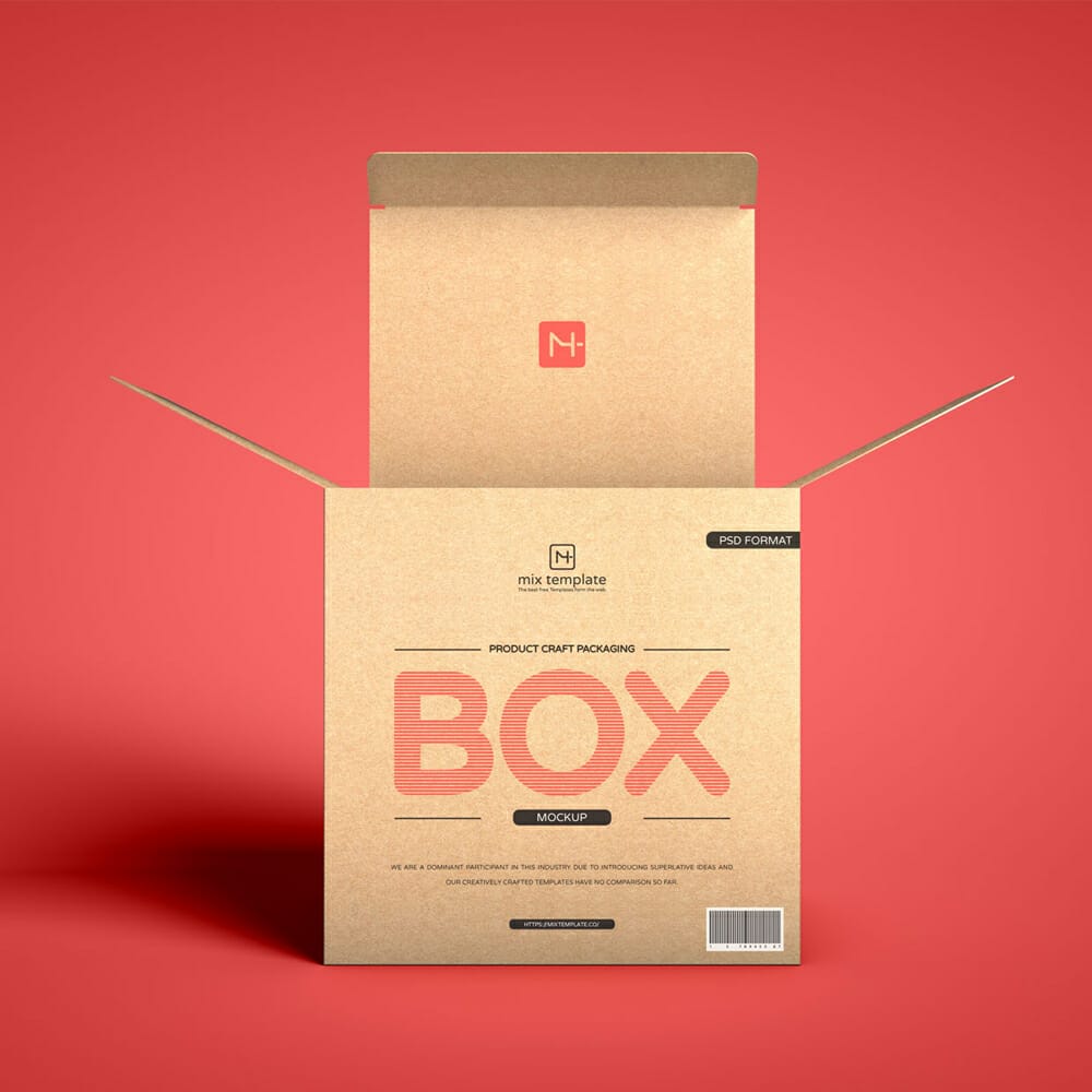 Free Product Craft Box Packaging Mockup Template