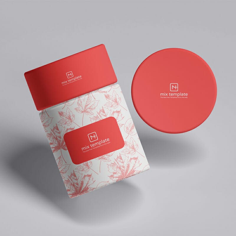 Free Round Packaging Paper Tube Box Mockup Template