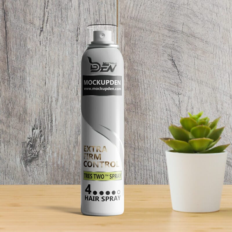 Free Slim Hair Spray Bottle Mockup PSD Template