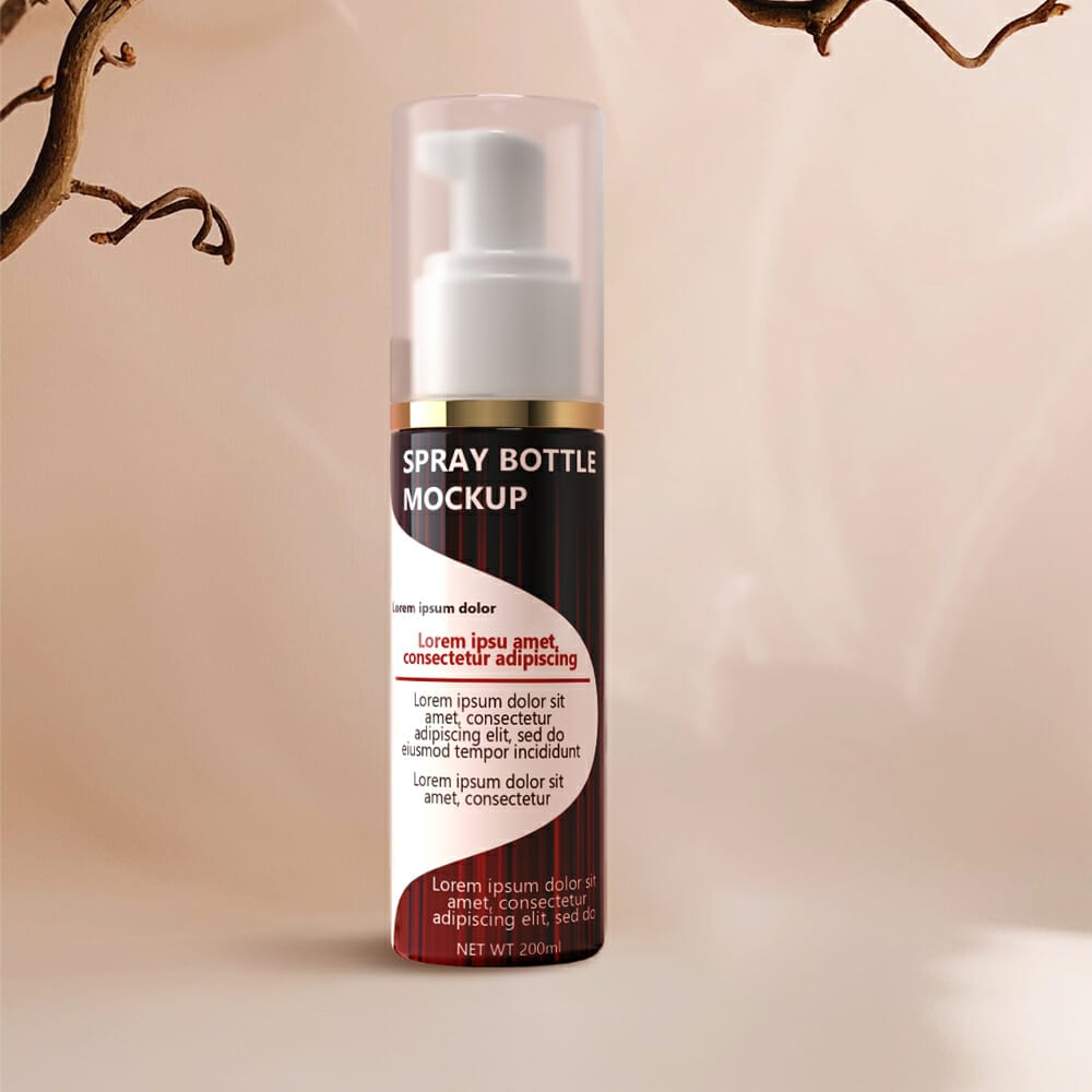 Free Spray Bottle Mockup PSD Template