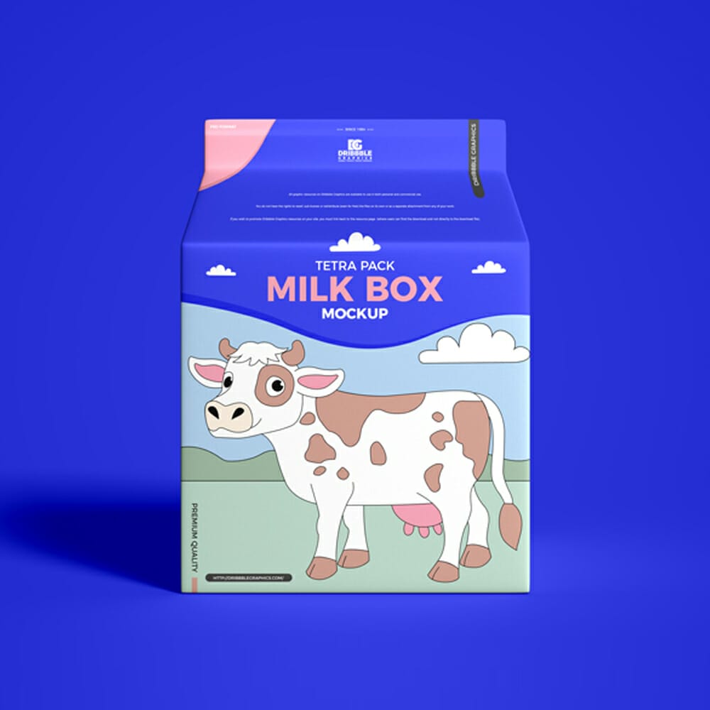 Free Tetra Pack Milk Box Mockup