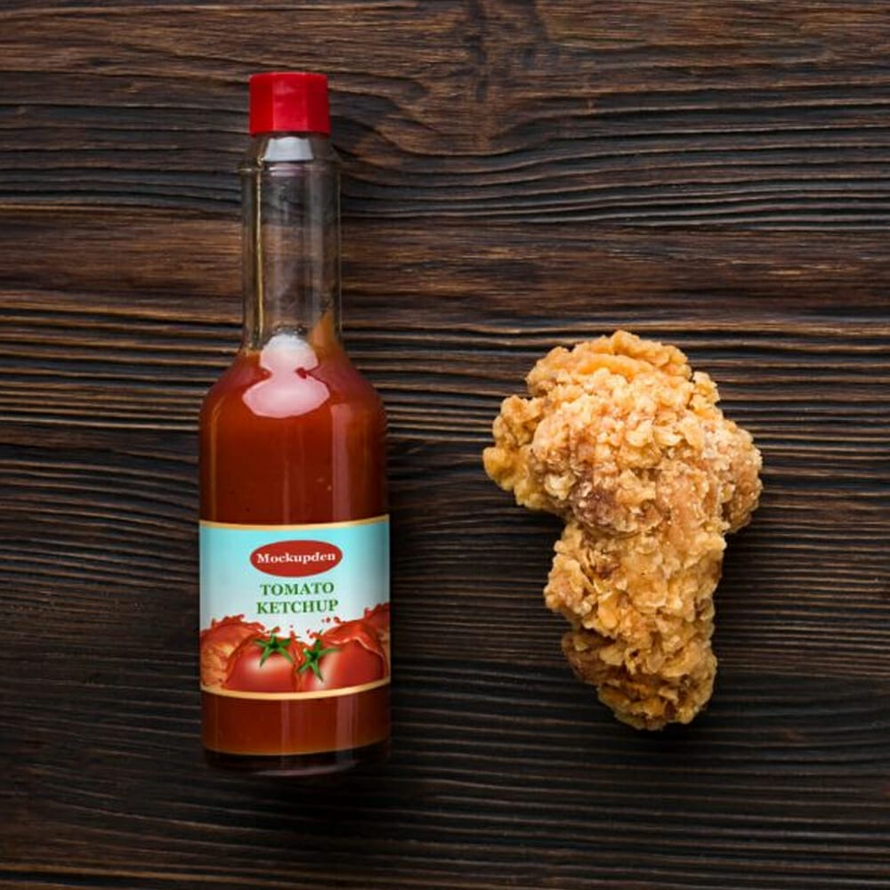 Free Tomato Sauce Bottle Mockup PSD Template