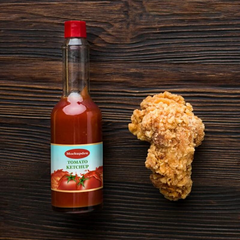 Free Tomato Sauce Bottle Mockup PSD Template