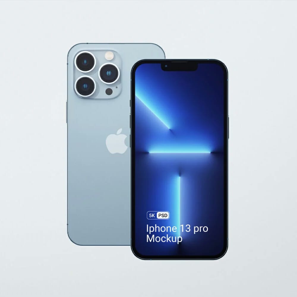 Free Two iPhones 13 Pro On White Background Front View