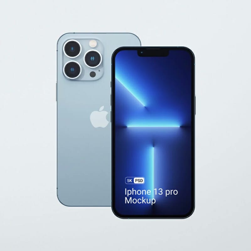 Free Two iPhones 13 Pro On White Background Front View