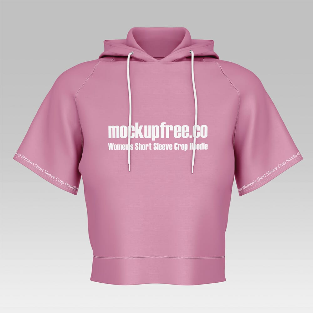 Free Women’s Short Sleeve Crop Hoodie Mockup