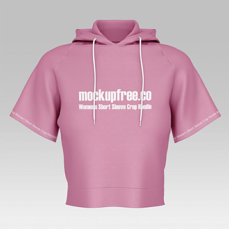 Free Women’s Short Sleeve Crop Hoodie Mockup