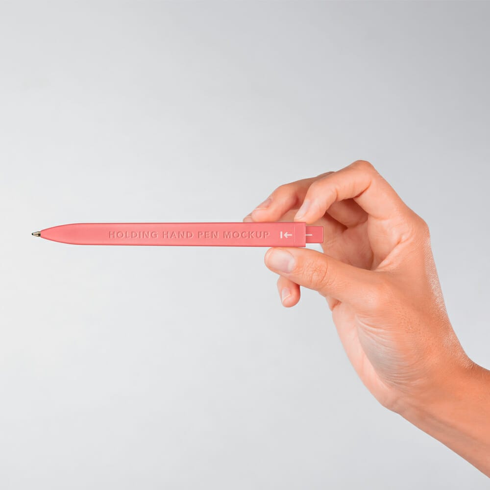 Hand Holding Branding PSD Pen Mockup