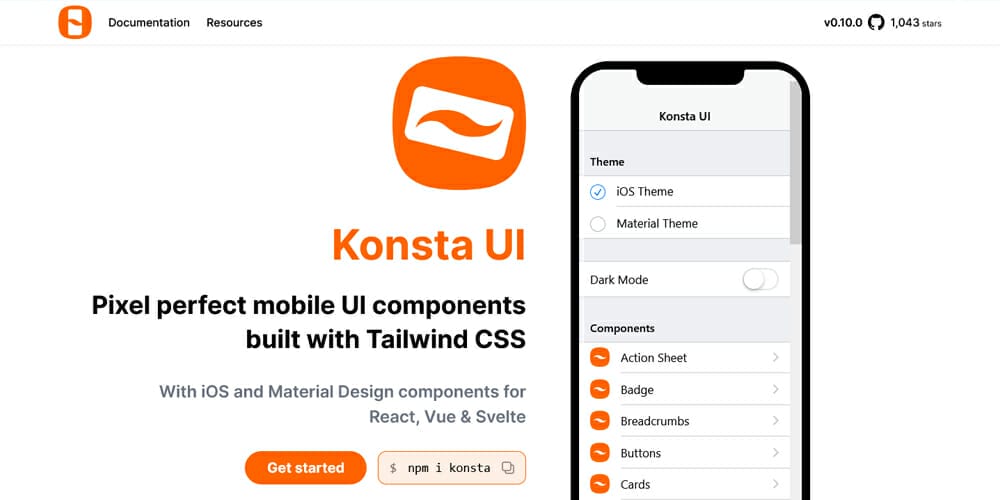 Free Tailwind CSS UI Components and Resources 44 Konsta UI