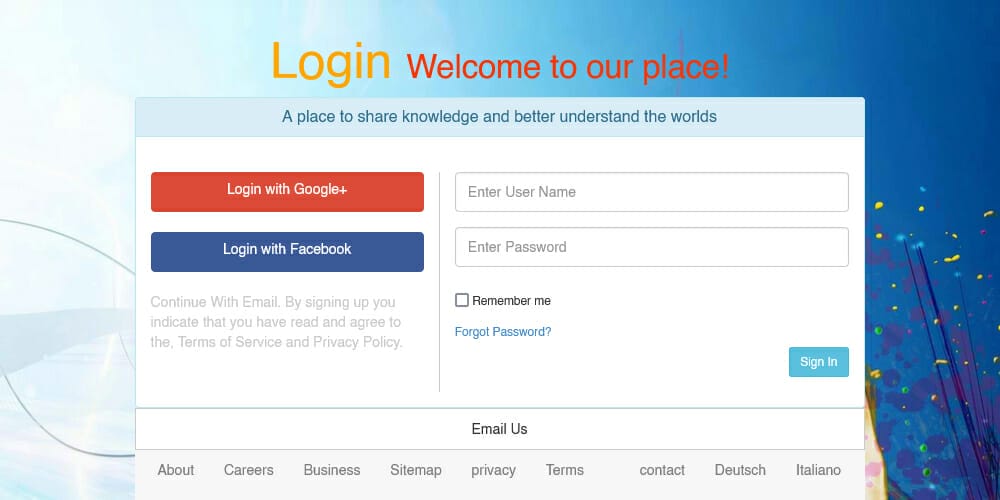 Login Form Layout