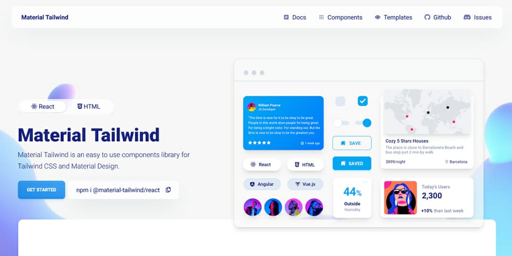 Free Tailwind CSS UI Components and Resources 40 Material Tailwind