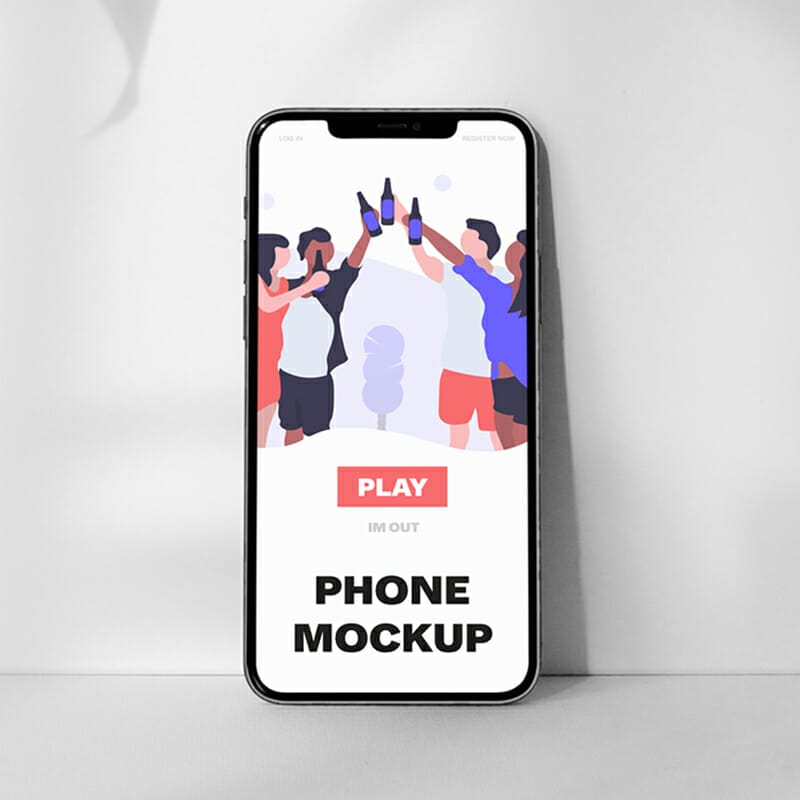 Phone On Box PSD Mockup