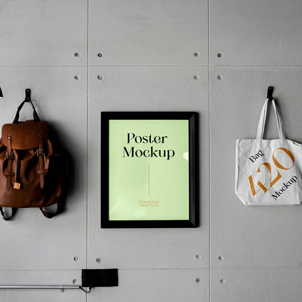 Poster With Bag Mockup