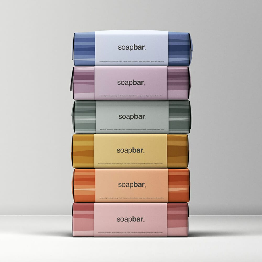 Stacked Soap Bars Packaging Mockup
