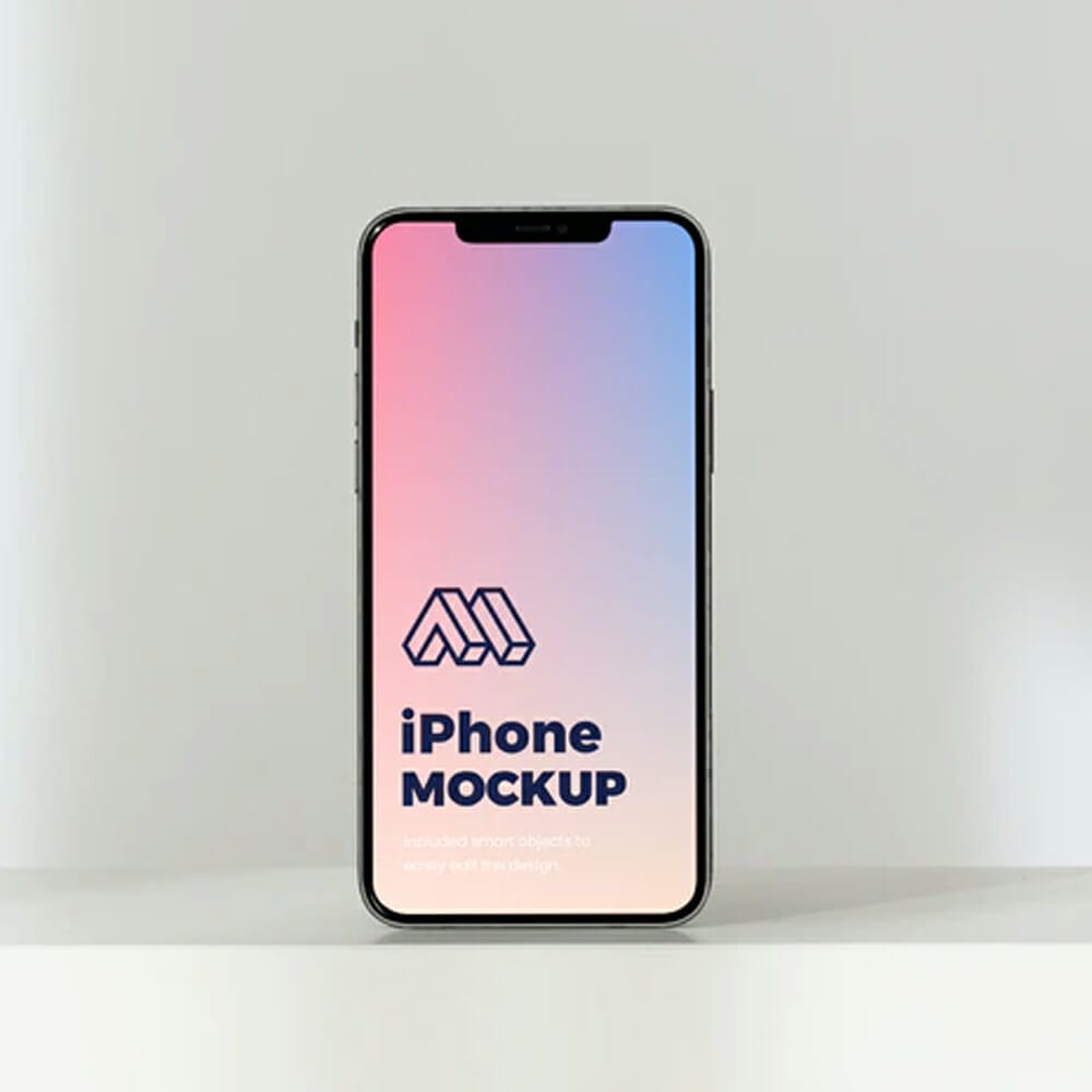 Standing iPhone PSD Mockup