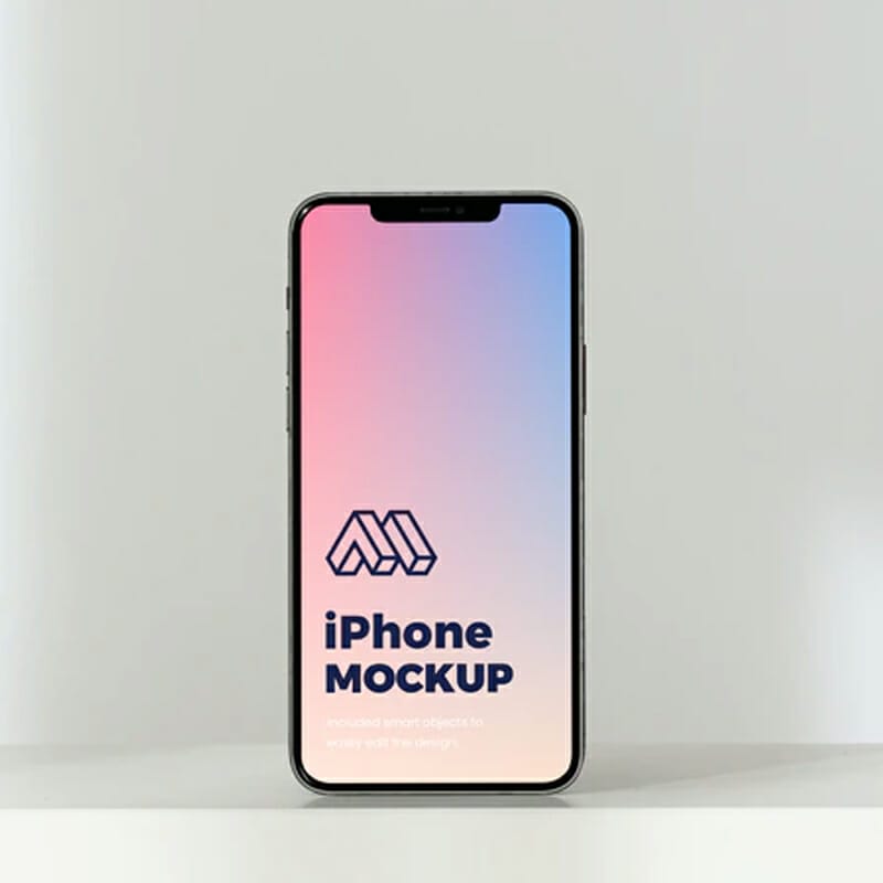 Standing iPhone PSD Mockup