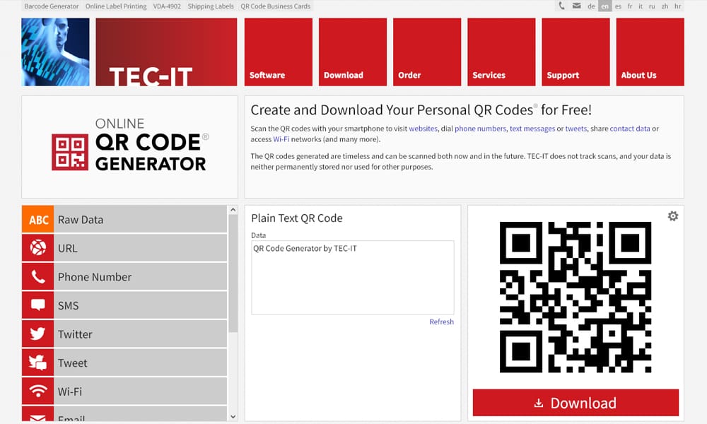 TEC-IT QR Code Generator