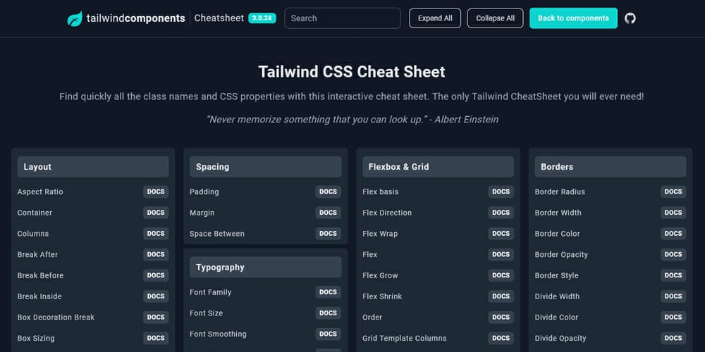 Free Tailwind CSS UI Components and Resources 69 Tailwind CSS Cheat Sheet