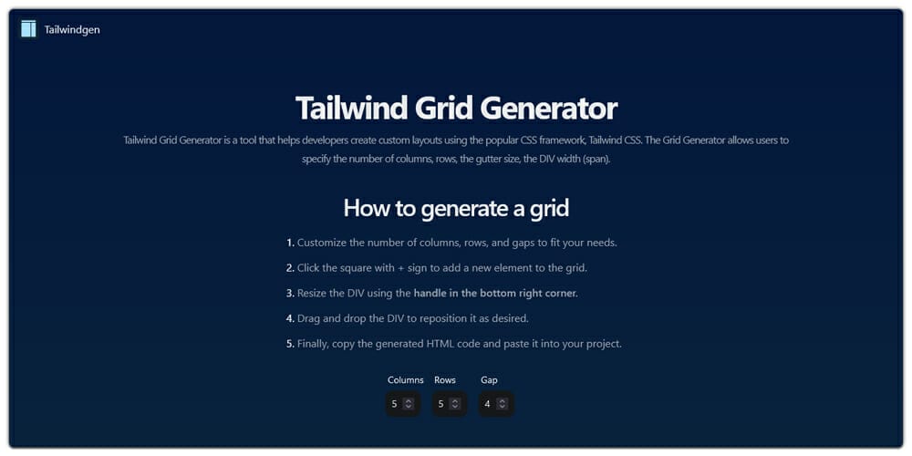 Tailwind Grid Generator